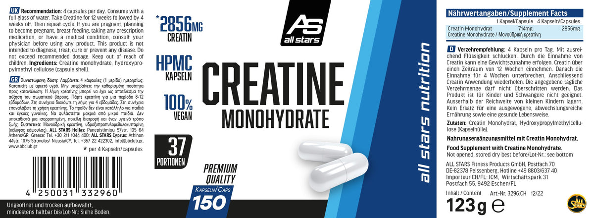 All Stars Creatine Monohydrate 150 Kapseln
