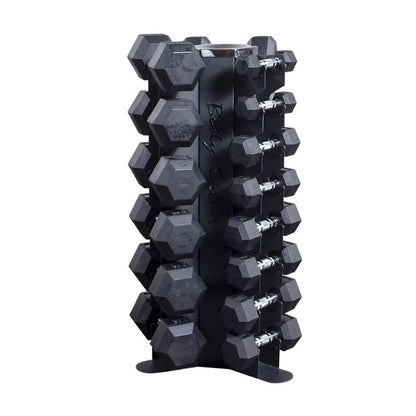 Body Solid Hexagon-Kurzhantelsatz 2-22,5kg inkl. Rundständer vertikal (GDR80/HEXRU)