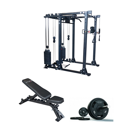 Set-Angebot - Body Solid GPR400 Power Rack + Functional Trainer 2x95kg + Universalbank + 135kg Langhantel-Satz