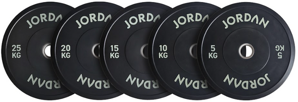 150kg-Set Jordan Gummi Bumper Plates 51mm, schwarz (JF-BRBP-P1)
