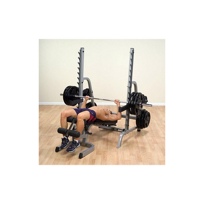 Set-Angebot - Body Solid Rack GPR370B mit Trainingsbank GFID31B, Bein-/Bizepsteil und 135kg Langhantel-Satz und SZ-Curl-Stange