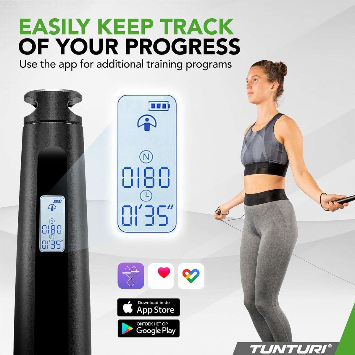 Tunturi Smart Springseil mit Display und App (14TUSFU320)