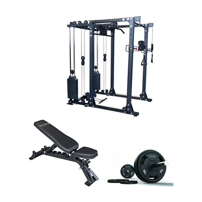 Set-Angebot - Body Solid GPR400 Power Rack + Functional Trainer 2x95kg + Universalbank + 135kg Langhantel-Satz