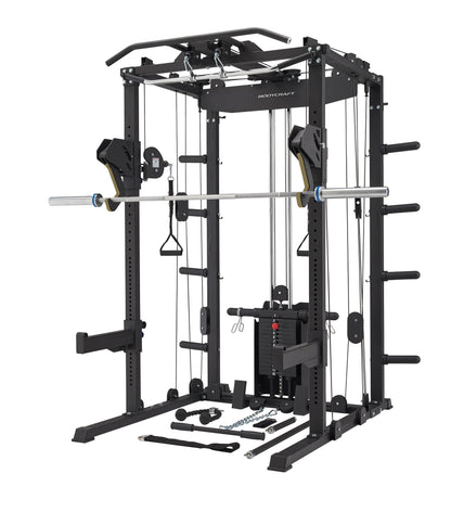 Bodycraft Super Gym 1 - Full Set mit Multi Presse, Jammer Arms, Monolift Arms, Dip -, Landmine- und Battle Rope-Attachment