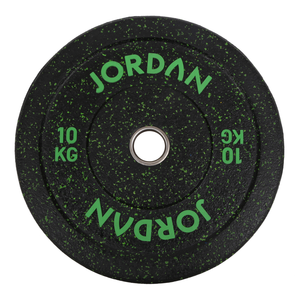 150kg-Set Jordan High Grade Gummi Bumper Plates 51mm, schwarz-gefleckt (JLFRCTP-P1)
