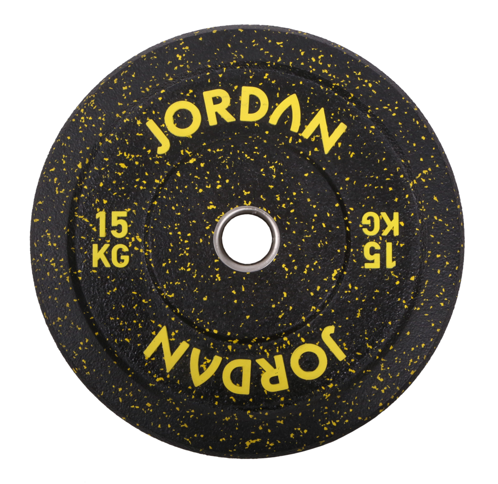 150kg-Set Jordan High Grade Gummi Bumper Plates 51mm, schwarz-gefleckt (JLFRCTP-P1)