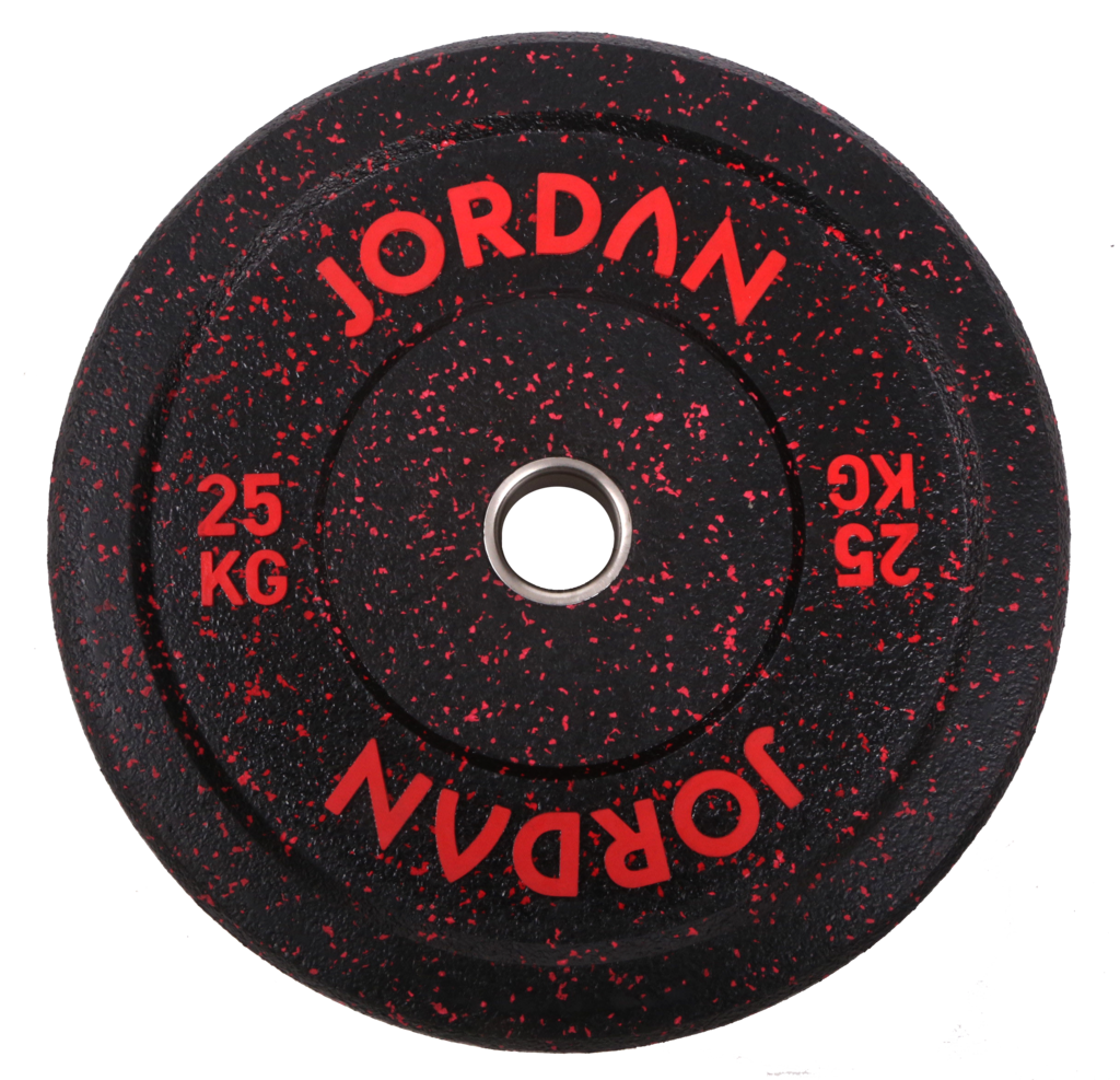 150kg-Set Jordan High Grade Gummi Bumper Plates 51mm, schwarz-gefleckt (JLFRCTP-P1)