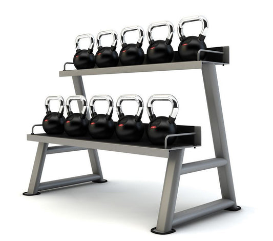 Jordan Kettlebells gummiert mit Chromgriff 4-24kg mit Ständer