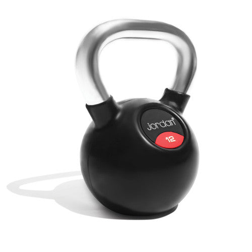 Jordan Kettlebells gummiert mit Chromgriff 4-24kg mit Ständer