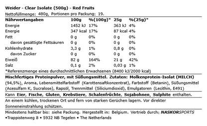 Weider Clear Isolate 500g Dose