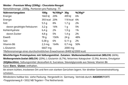 Weider Premium Whey Protein 2,3kg Dose