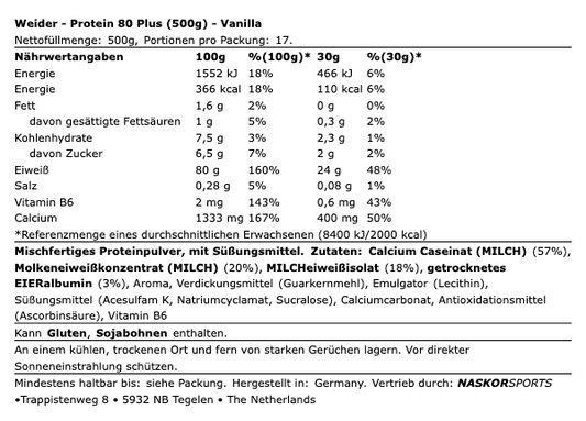 Weider Protein 80+ 500g Beutel