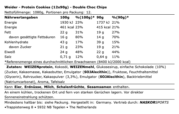 Weider Vegan Cookies 12 x 90g