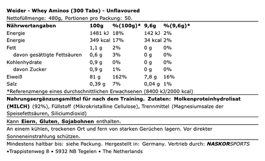 Weider Whey Aminos 300 Kautabletten
