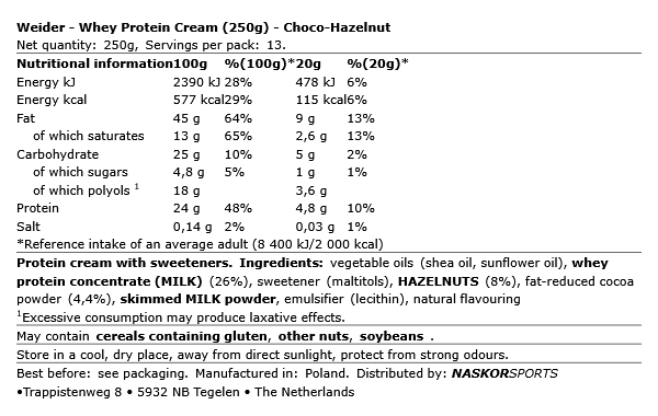 Weider Whey Protein Creme Choco-Haselnuss