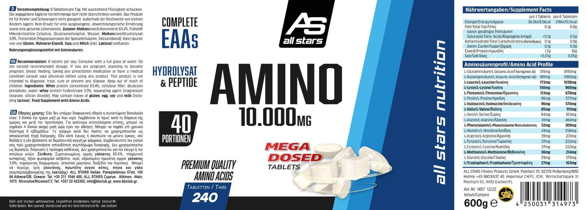 All Stars Amino 10'000 Dose mit 240 Tabletten