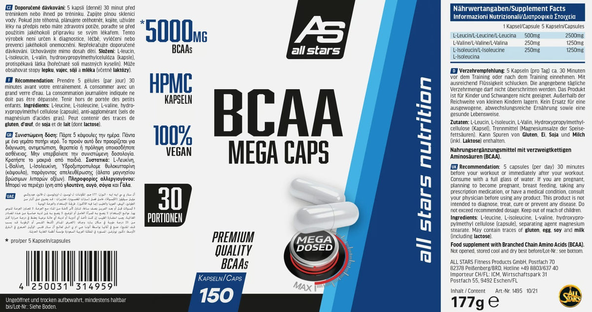 All Stars BCAA Mega Caps 150 Kapseln