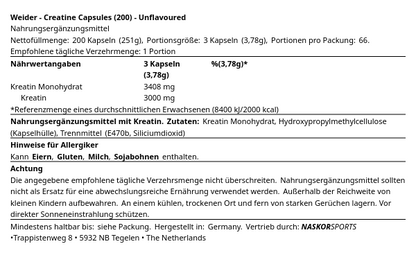 Weider Creatine 200 Kapseln