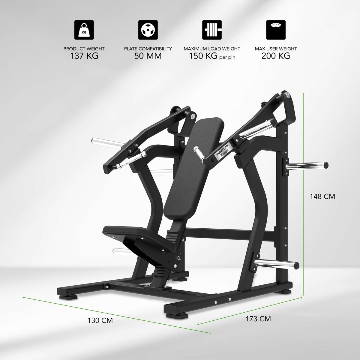 Tunturi Platinum Incline Chest Press - Plate Loaded