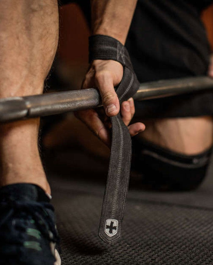 Harbinger Leather Lifting Straps, schwarz