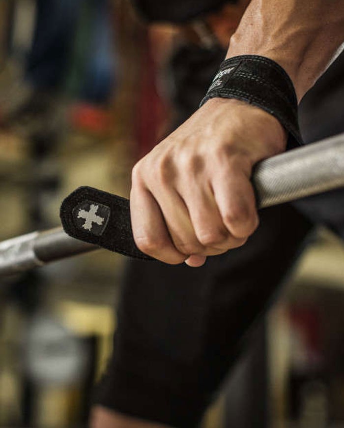 Harbinger Leather Lifting Straps, schwarz