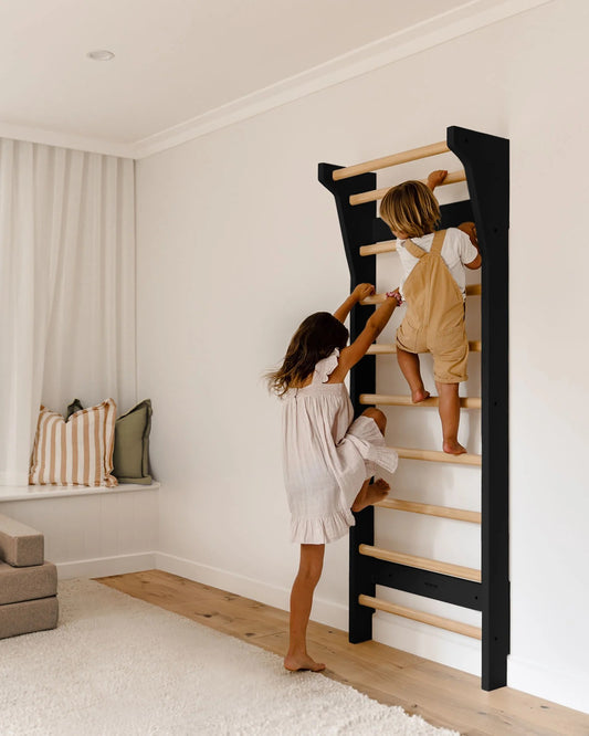 Fitwood Sprossenwand TAIMI Mini schwarzes Holz-Birke