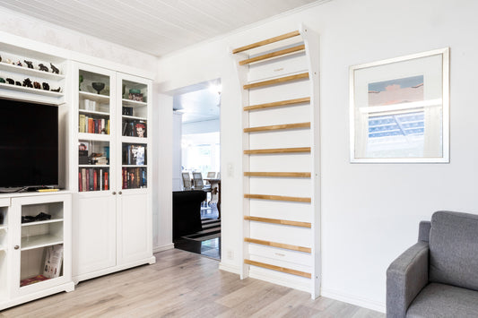 Fitwood Sprossenwand TAIMI weisses Holz - Birke natur
