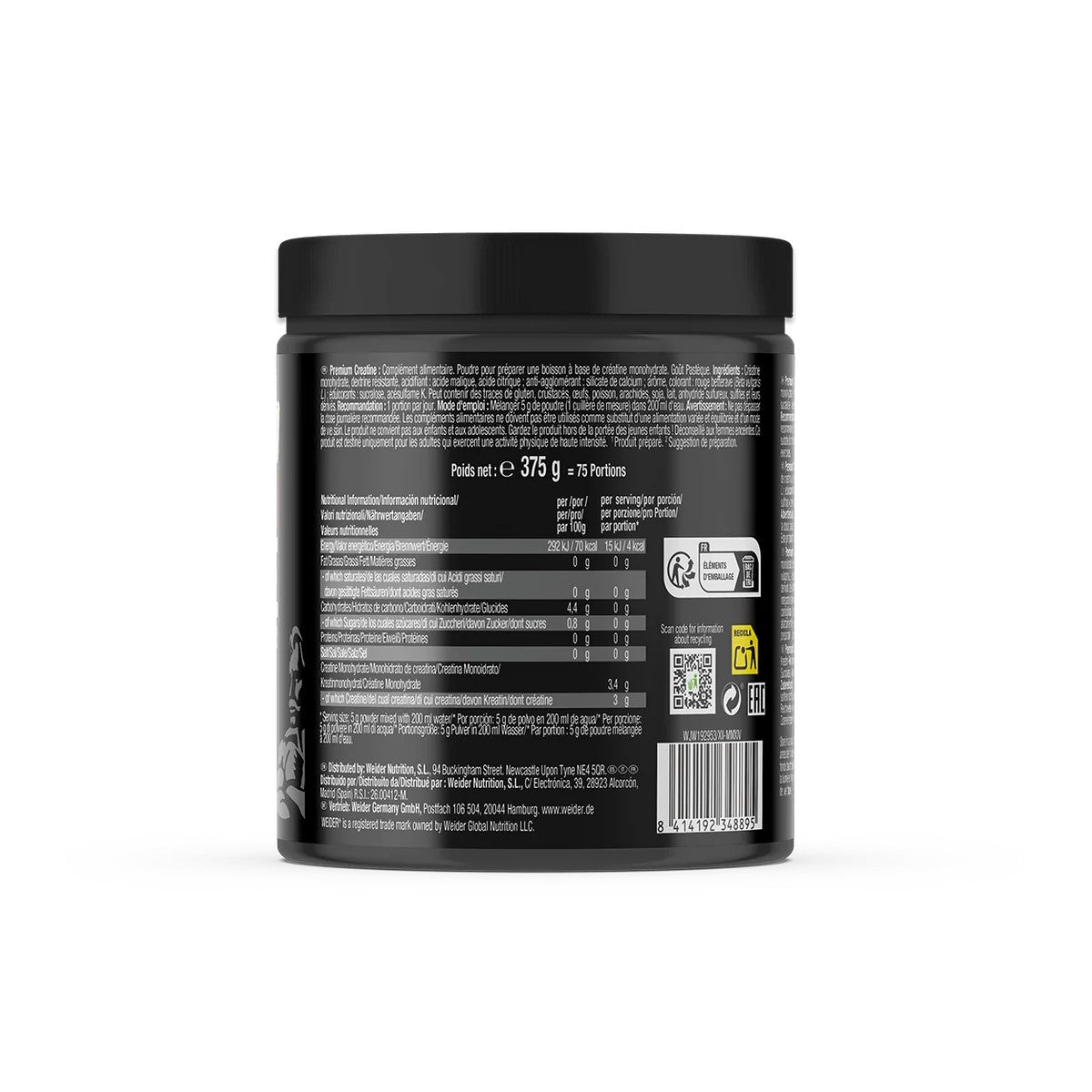 Weider Premium Creatine Monohydrate 375g Dose