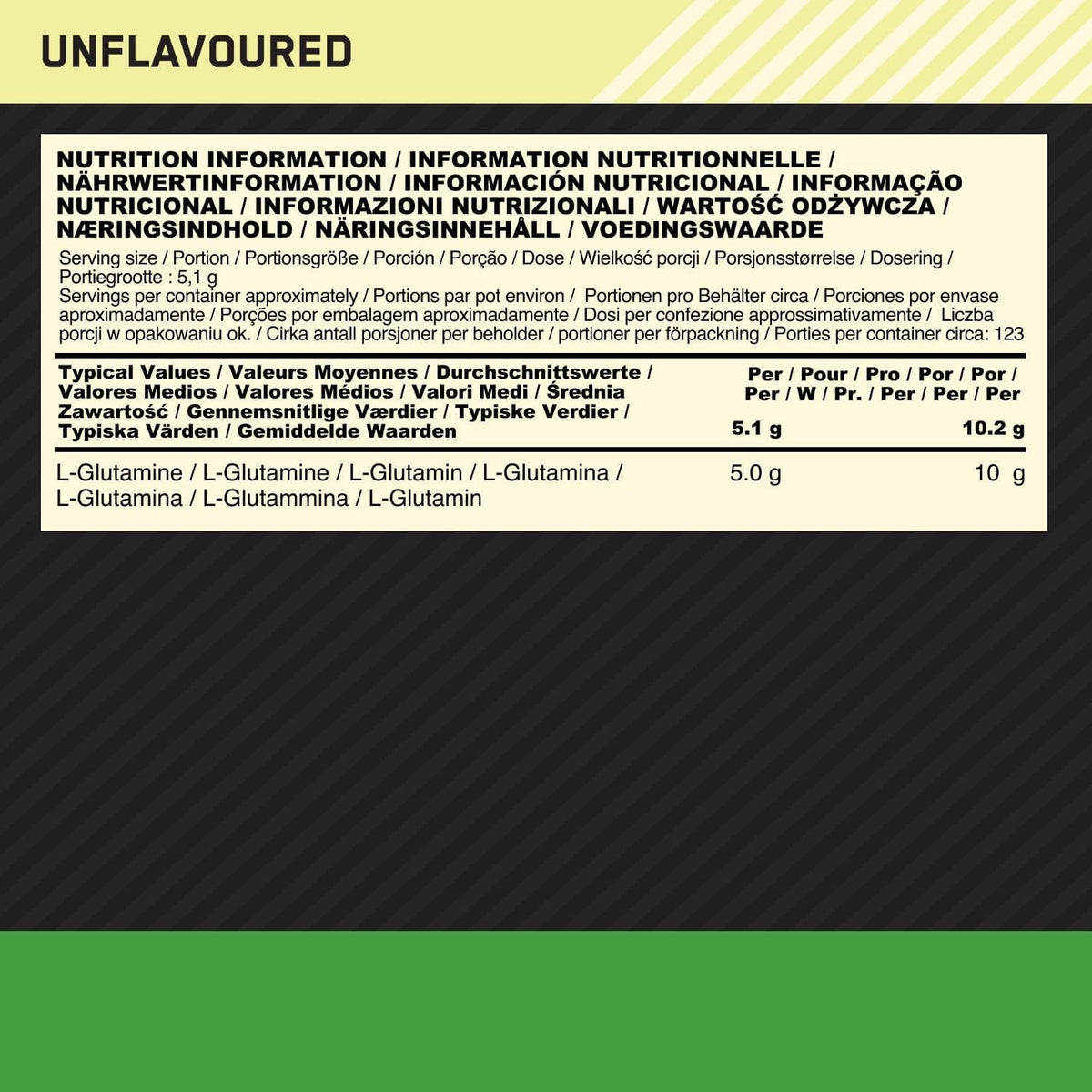 Optimum Nutrition Glutamin Pulver 630g Dose