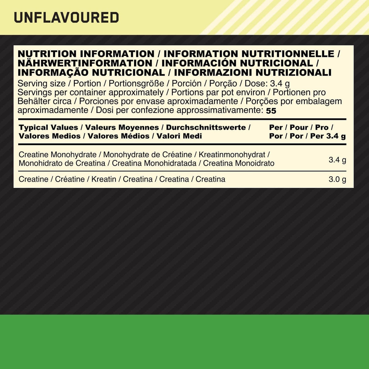 Optimum Nutrition Micronised Creatine Pulver 187g Dose