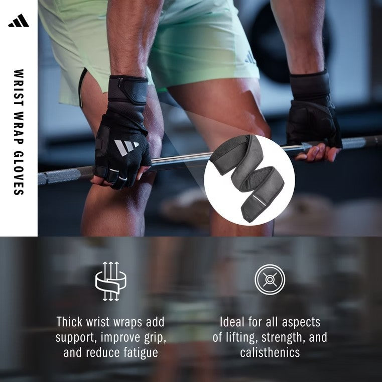 Adidas Trainingshandschuhe mit Handgelenksbandage, schwarz