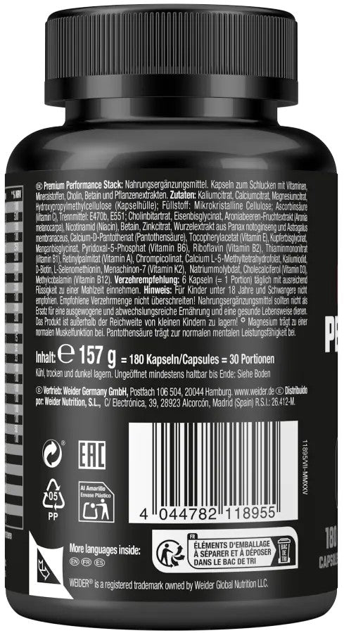 Weider Premium Performance Stack 180 Kapseln