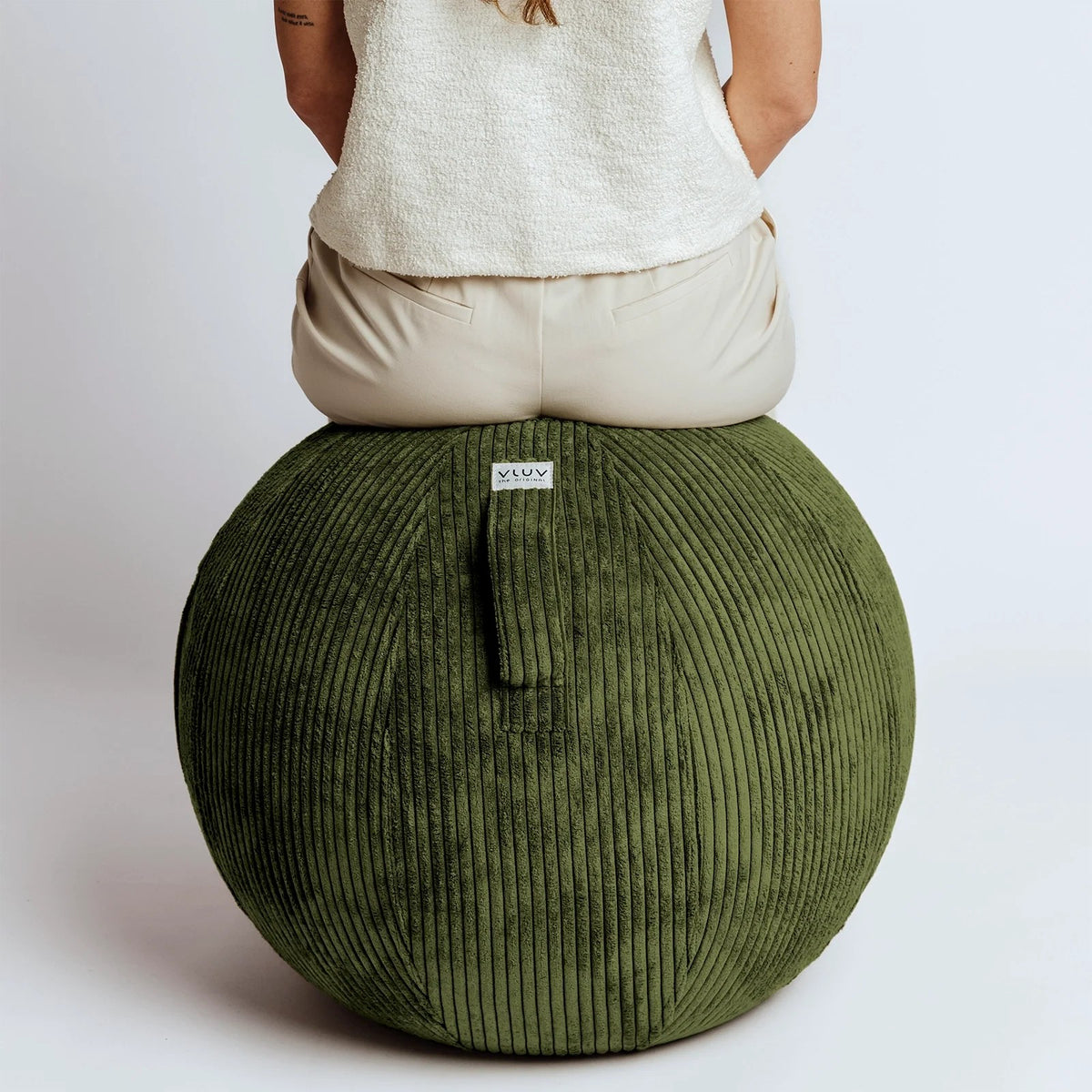 VLUV VLIP Breitcord-Sitzball, Olive, 60-65cm