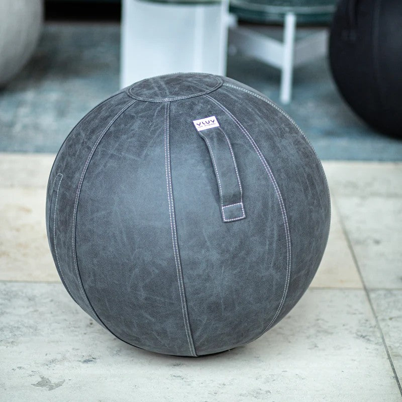 VLUV VEGA Kunstleder-Sitzball, Dark Grey, 60-65cm