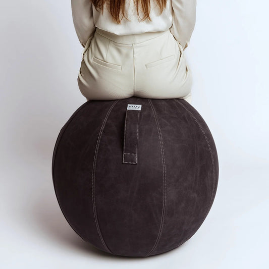 VLUV VEGA Kunstleder-Sitzball, Dark Grey, 60-65cm