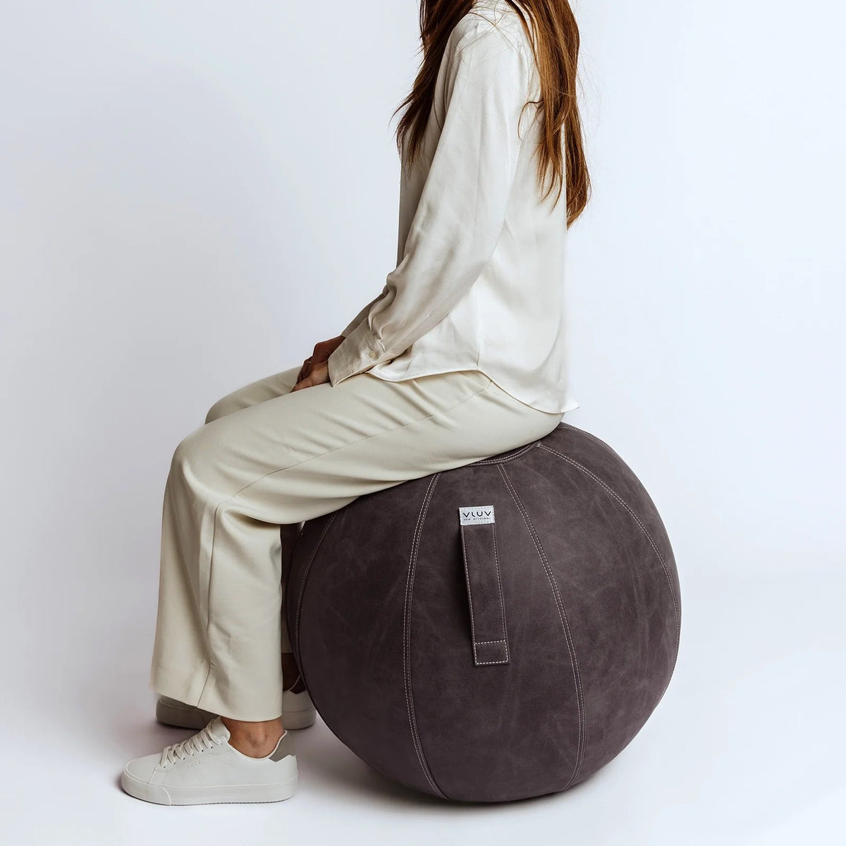 VLUV VEGA Kunstleder-Sitzball, Dark Grey, 60-65cm