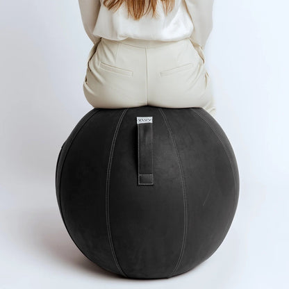 VLUV VEGA Kunstleder-Sitzball, schwarz, 60-65cm