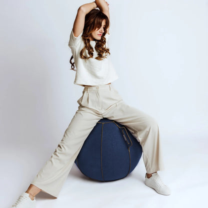 VLUV Velt Merino Wollfilz-Sitzball jeans-meliert/gold