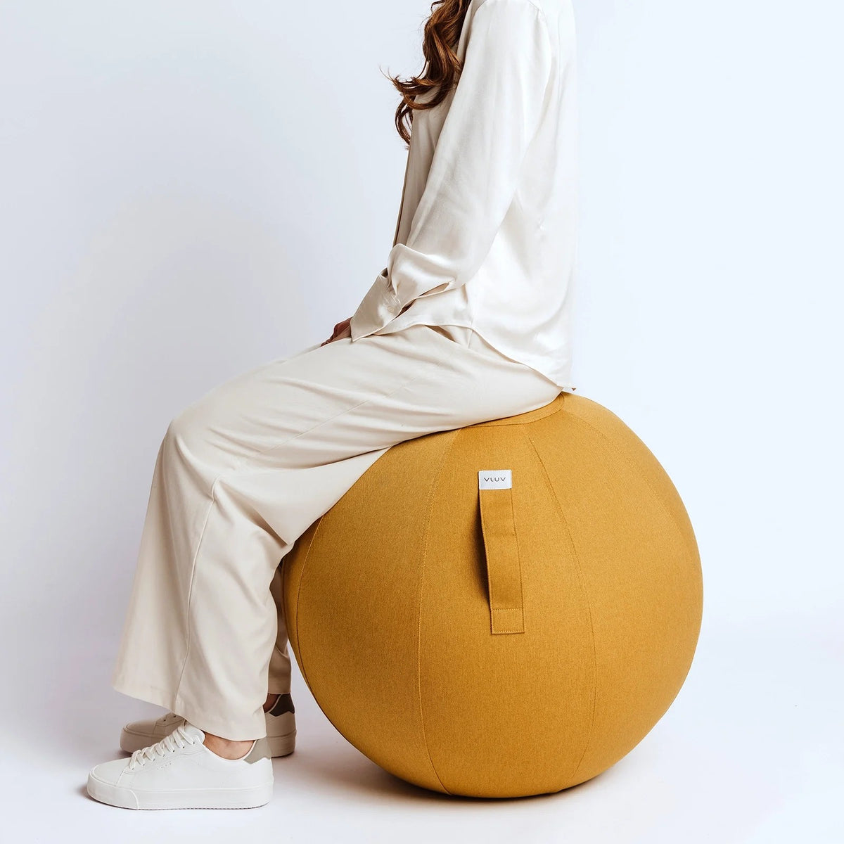 VLUV Leiv Stoff-Sitzball, mustard gelb, 60-65cm