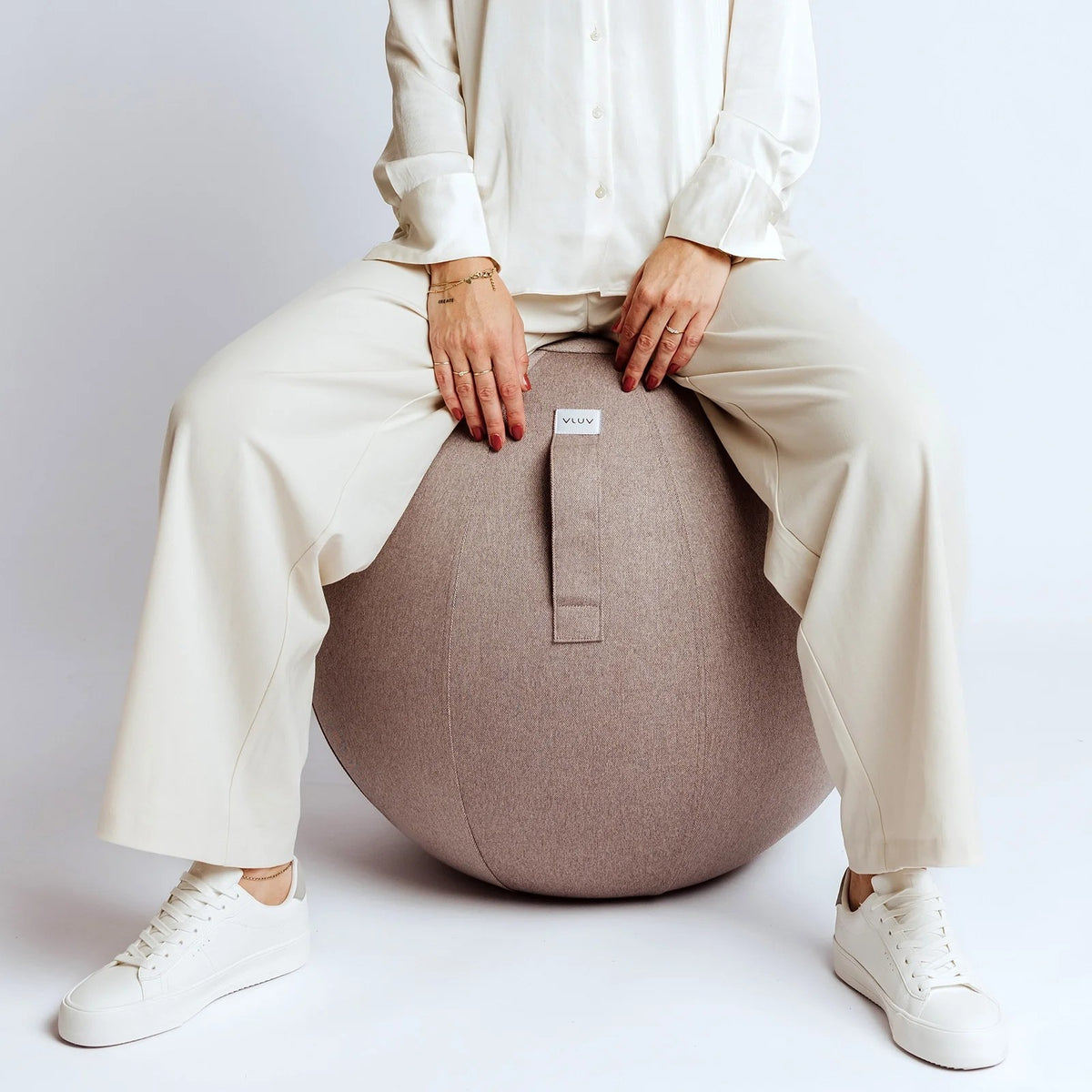 VLUV Leiv Stoff-Sitzball, stone beige, 60-65cm