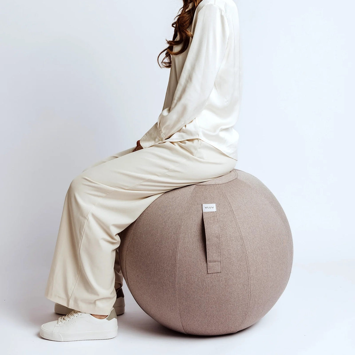 VLUV Leiv Stoff-Sitzball, stone beige, 60-65cm