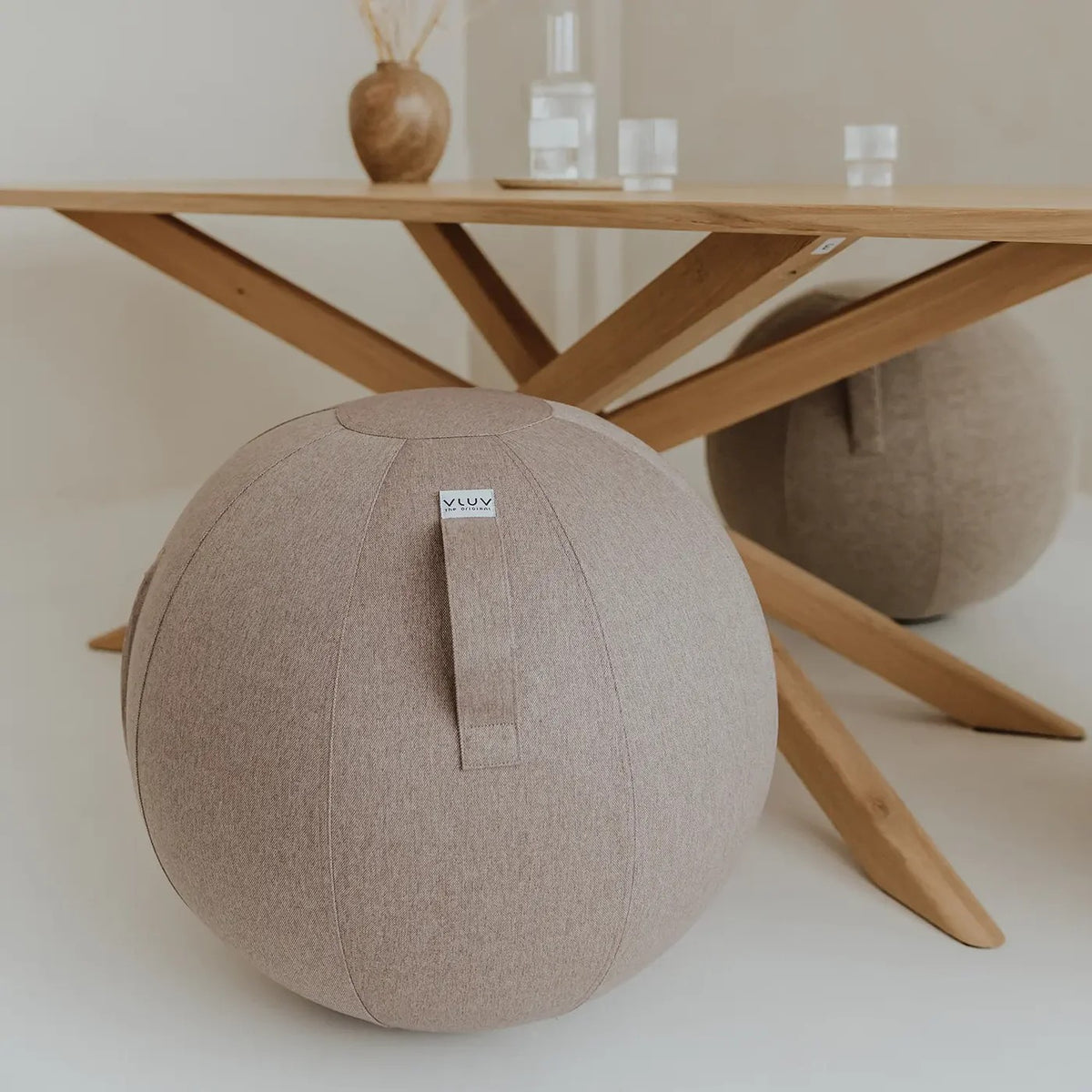 VLUV Leiv Stoff-Sitzball, stone beige, 60-65cm