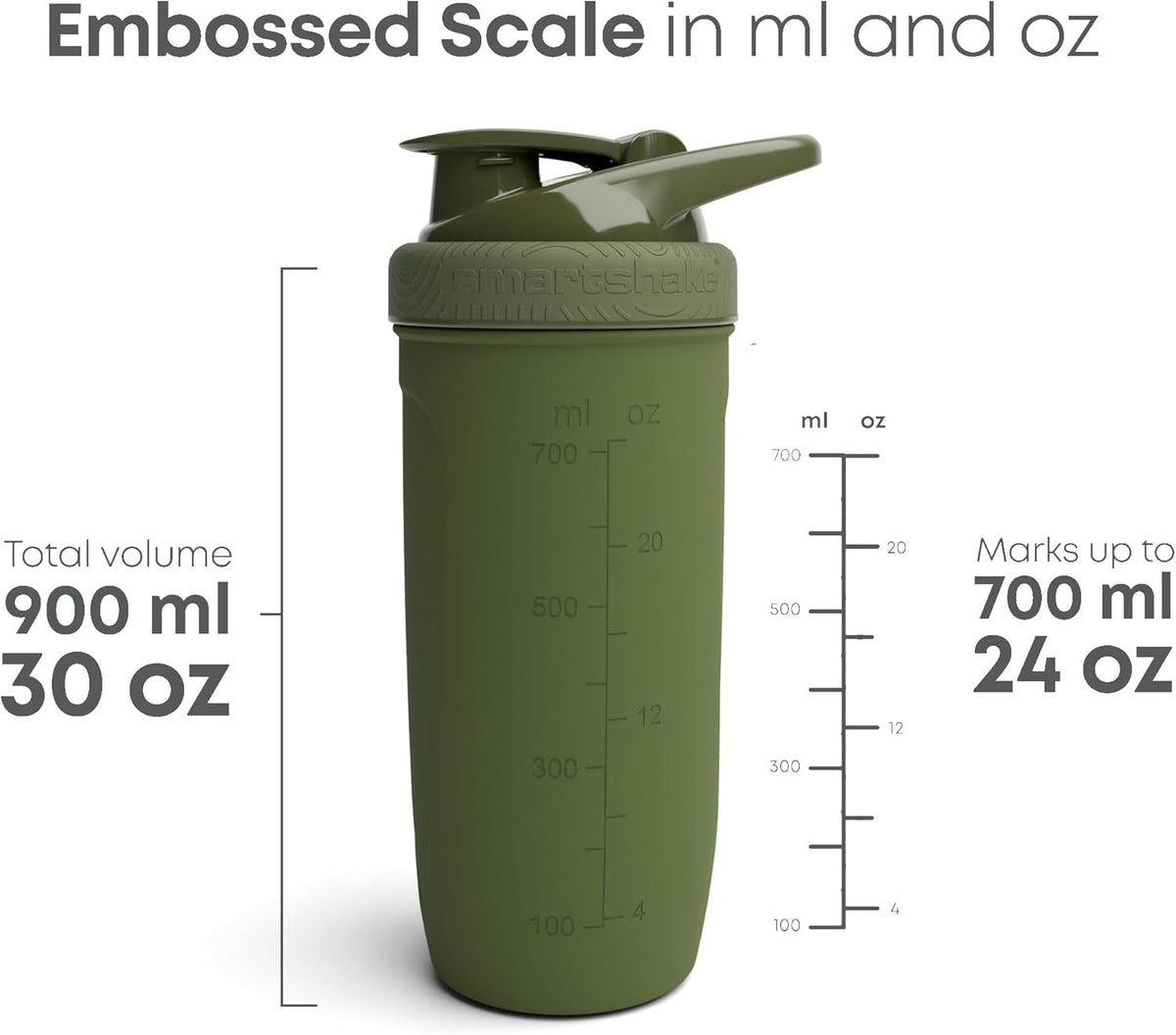 Smartshake Shaker Reforce Stainless Steel, 900ml, army grün