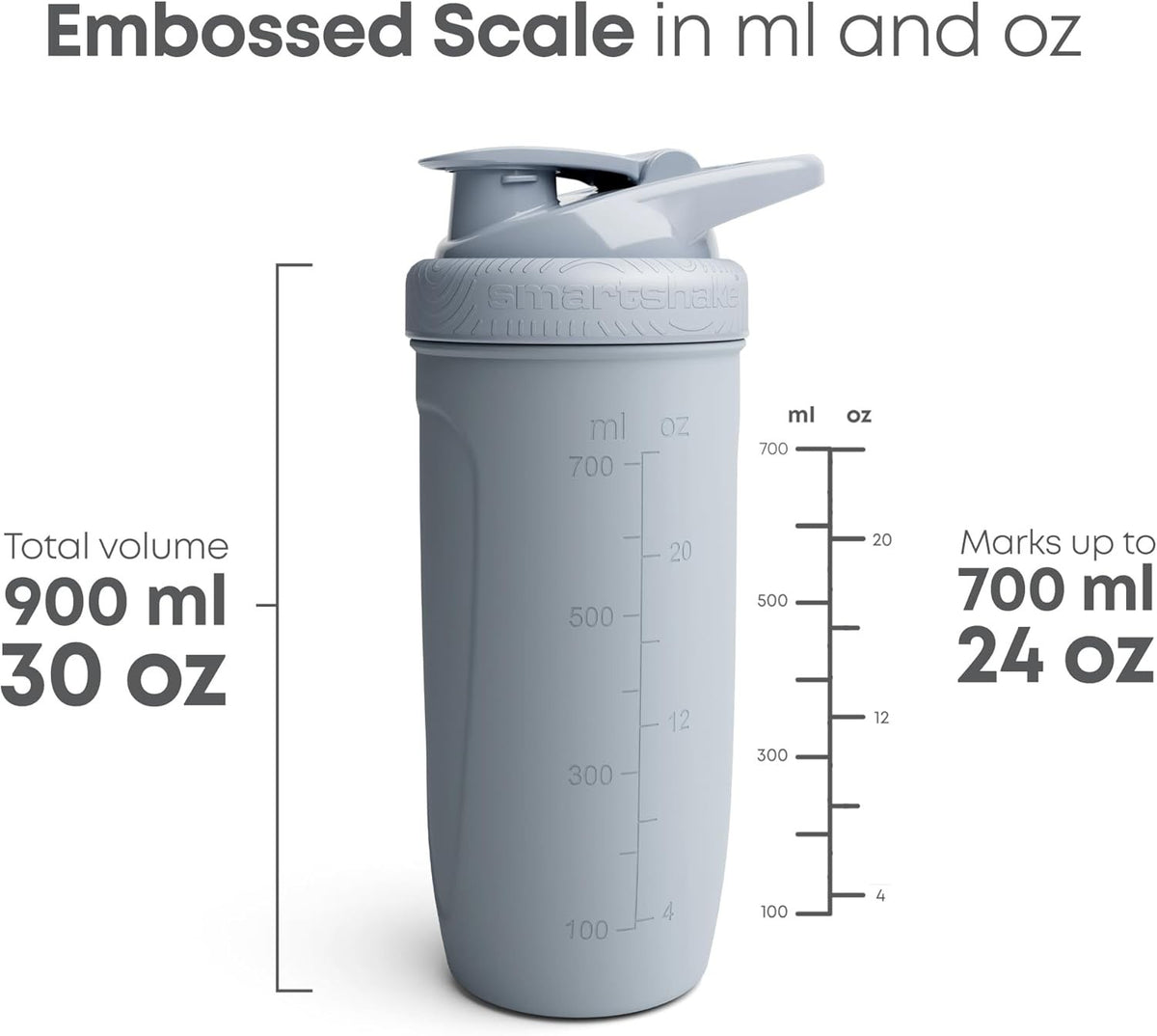 Smartshake Shaker Reforce Stainless Steel, 900ml, grau