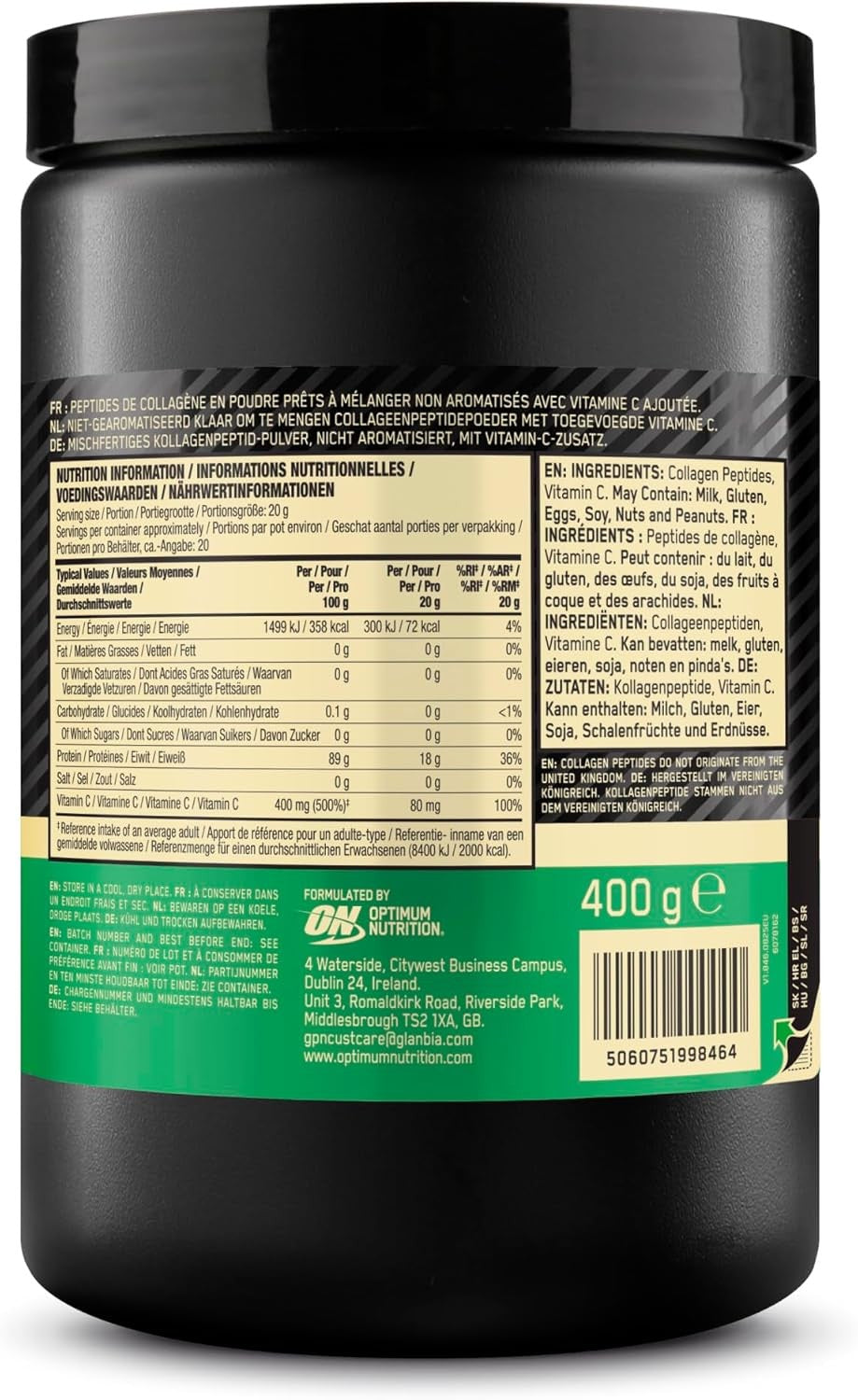 Optimum Nutrition Collagen Peptides, 400g Dose