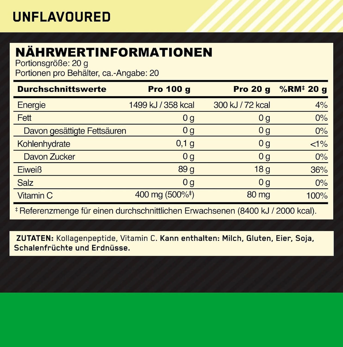 Optimum Nutrition Collagen Peptides, 400g Dose
