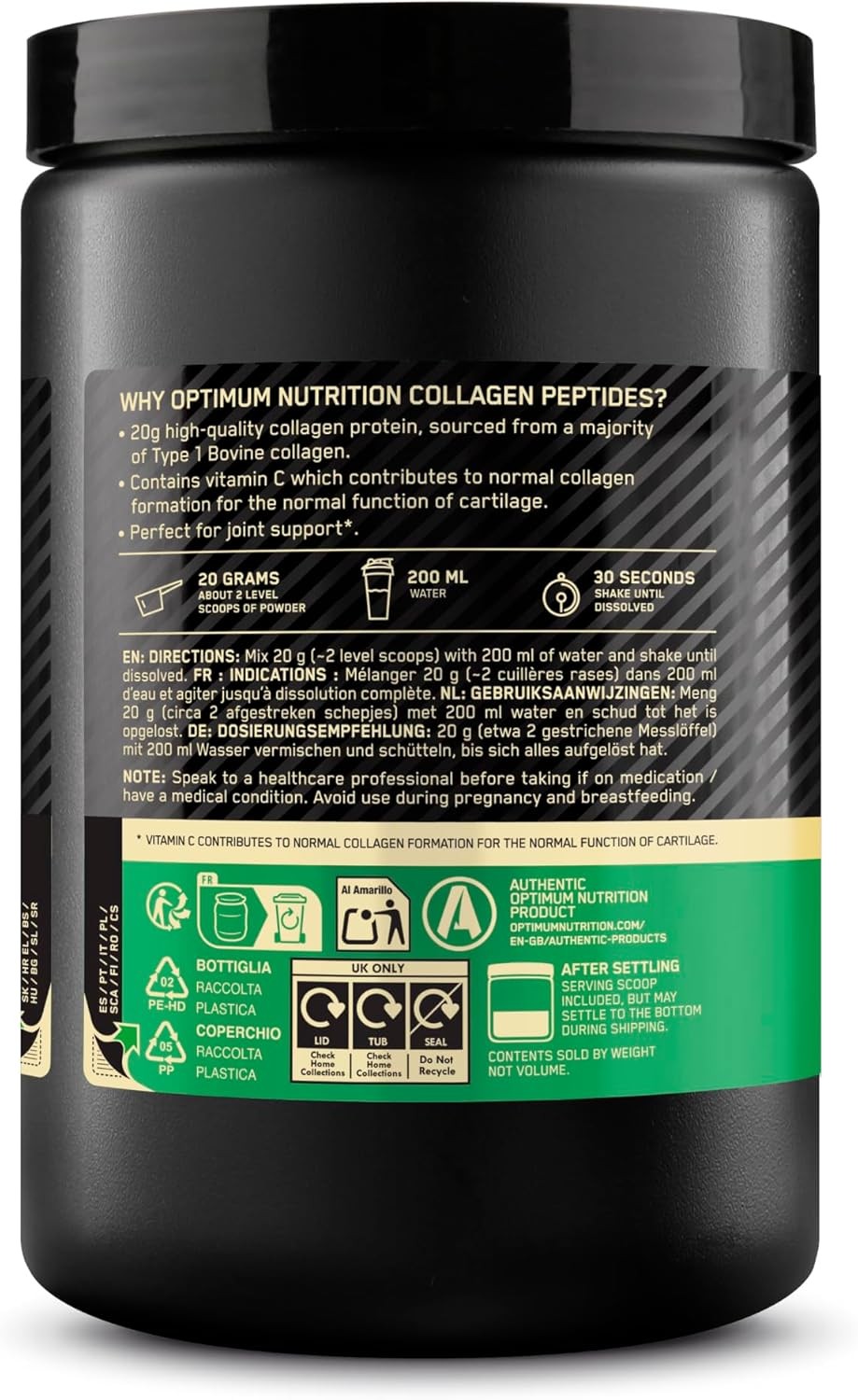 Optimum Nutrition Collagen Peptides, 400g Dose