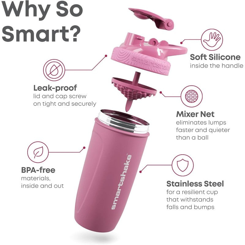 Smartshake Shaker Reforce Stainless Steel, 900ml, deep rose
