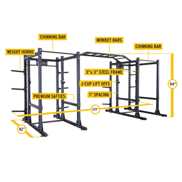 Body Solid Commercial Doppel Power Rack Extended (SPR1000DBBACK)