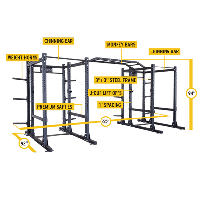 Body Solid Commercial Doppel Power Rack Extended (SPR1000DBBACK)
